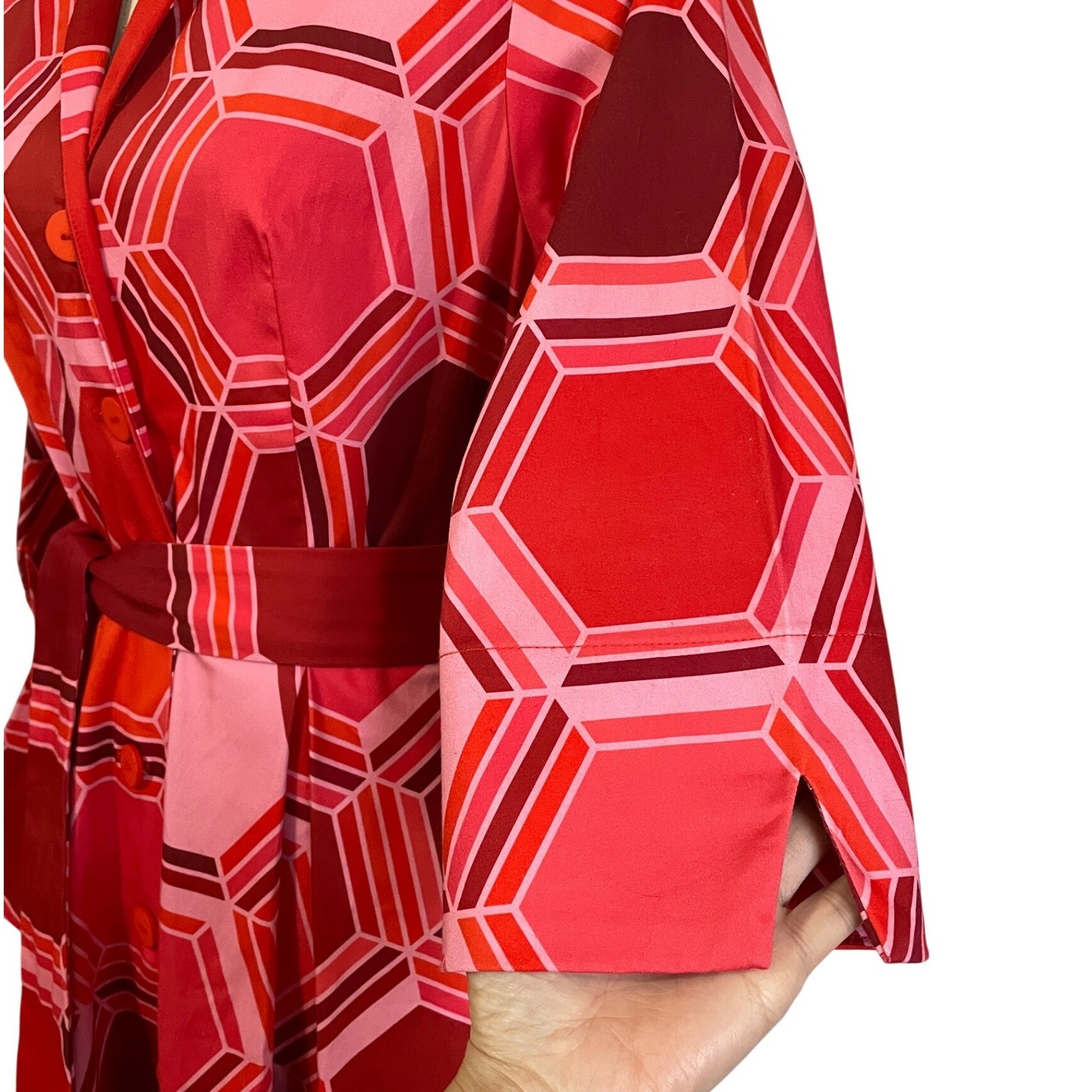 Nwt Lesley Evers Grace 50s Style Fit Flare Handmade Dress Honeycomb Red — image 6 of 8